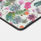 エキゾチックなボホの水色サボテンと多肉性パターン デスクマット (コーナー)