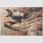 エキゾチックなボホガールオンアホースフローラフォークアート 薄葉紙 (正面)