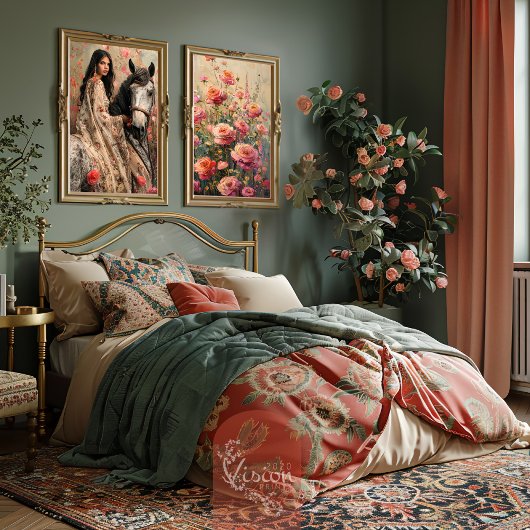 エキゾチックなボホガールオンアホースフローラフォークアート 薄葉紙