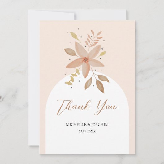エキゾチックなボホテラコッタフローラウォータカラー サンキューカード (正面)