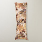 エキゾチックなミックスブラウントーンバードフェザープリント ボディピロー (正面縦)