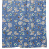 エキゾチックなミックスブルーバードフェザープリント シャワーカーテン (正面)