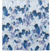 エキゾチックなミックスブルーバードフェザープリント シャワーカーテン (正面)