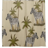 エキゾチックなヤシの木とシマウマ シャワーカーテン (正面)
