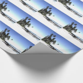 エキゾチックなヤシの木とパラダイスビーチ ラッピングペーパー (角)