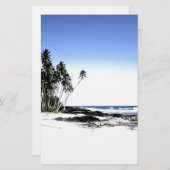 エキゾチックなヤシの木とパラダイスビーチ 便箋 (正面/裏面)