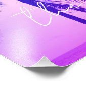 エキゾチックなヤシの木のシルエット熱いネオンピンクの夕日 フォトプリント (角)