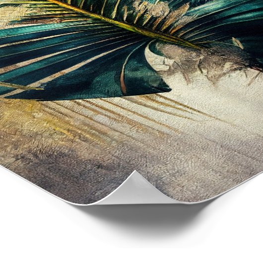 エキゾチックなヤシの葉、熱帯壁アートポスター ポスター (角)