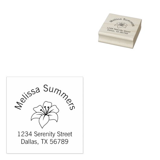 エキゾチックなユリの花のアーチアドレス ラバースタンプ (押印)