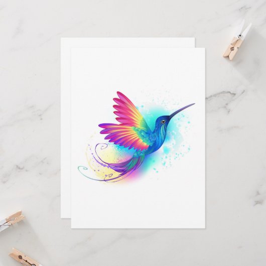 エキゾチックなレインボーハミングバード カード (正面/裏面インサイチュ)