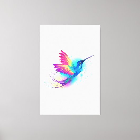 エキゾチックなレインボーハミングバード キャンバスプリント (正面)
