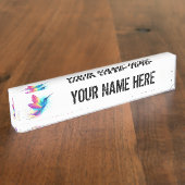 エキゾチックなレインボーハミングバード デスクネームプレート (側面)