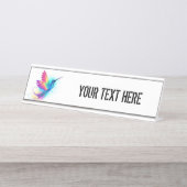 エキゾチックなレインボーハミングバード デスクネームプレート (正面)