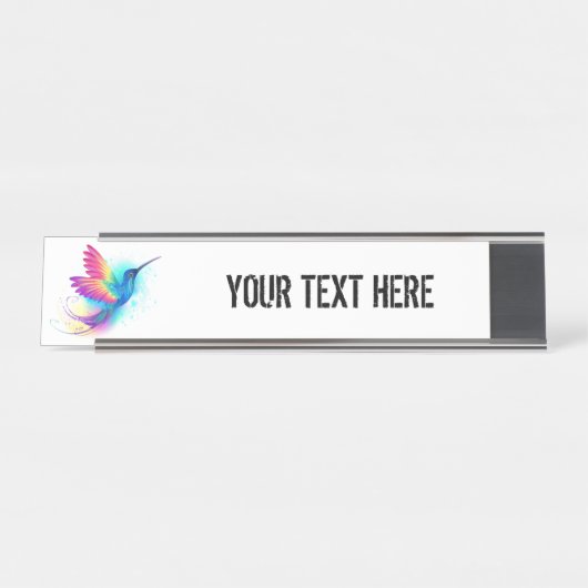 エキゾチックなレインボーハミングバード デスクネームプレート (正面)