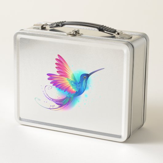 エキゾチックなレインボーハミングバード メタルランチボックス (正面)