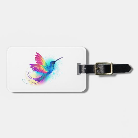 エキゾチックなレインボーハミングバード ラゲッジタグ (正面横)