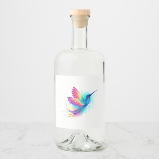 エキゾチックなレインボーハミングバード リキュールボトルラベル (正面)