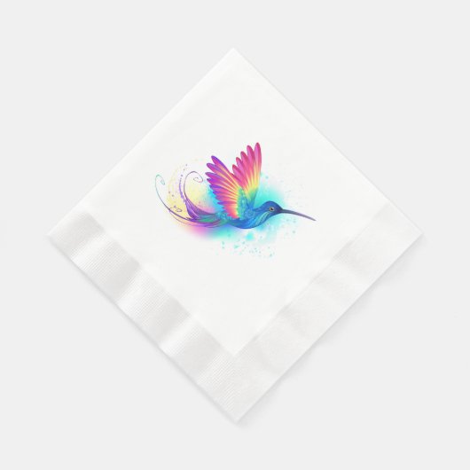 エキゾチックなレインボーハミングバード 縁ありランチョンナプキン (角)