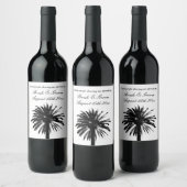 エキゾチックなワインボトルラベルファンシービーチ結婚式 ワインラベル (ボトル)