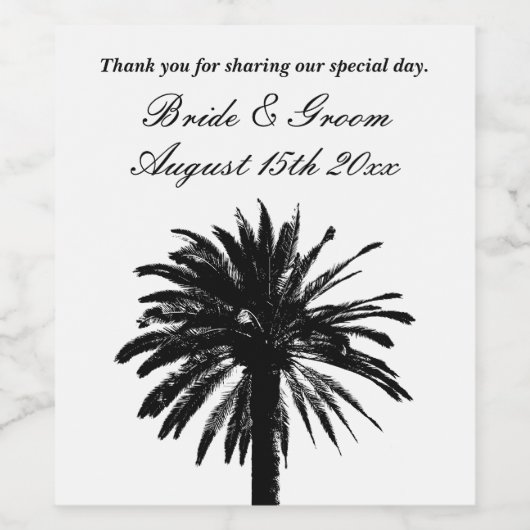 エキゾチックなワインボトルラベルファンシービーチ結婚式 ワインラベル (シングルラベル)