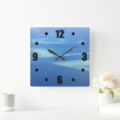 エキゾチックなヴィンテージのモルディブの島の海の空中写真 スクエア壁時計 (ホーム)