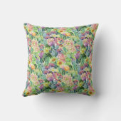 エキゾチックな咲く水彩画のサボテンパターン クッション (裏面)