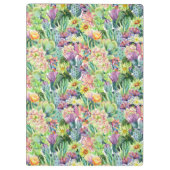 エキゾチックな咲く水彩画のサボテンパターン クリップボード (裏面)