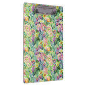 エキゾチックな咲く水彩画のサボテンパターン クリップボード (右)