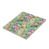 エキゾチックな咲く水彩画のサボテンパターン タイル (側面)