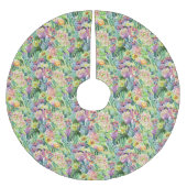 エキゾチックな咲く水彩画のサボテンパターン ブラッシュドポリエステルツリースカート (正面)