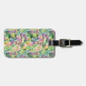 エキゾチックな咲く水彩画のサボテンパターン ラゲッジタグ (正面横)