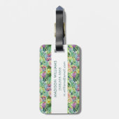 エキゾチックな咲く水彩画のサボテンパターン ラゲッジタグ (裏面縦)