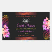 エキゾチックな商品ラベルRainbow Hawaii Flowersロゴ 長方形シール (正面)