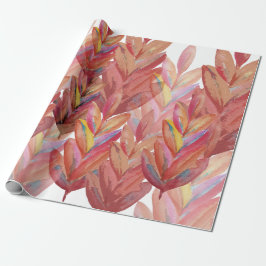 エキゾチックな夏のフローラ羽の水彩アート ラッピングペーパー