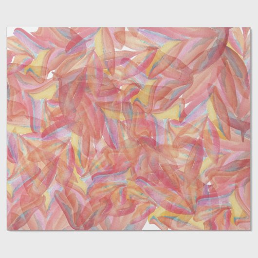 エキゾチックな夏のフローラ羽の水彩アート ラッピングペーパー (フラット)