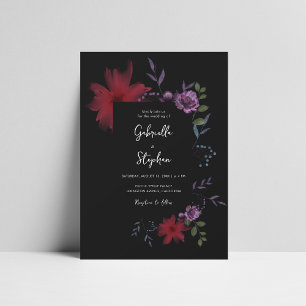 エキゾチックな夜フローラ Moody Dark Romantic 結婚's 招待状