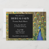 エキゾチックな孔雀の美しい写真の誕生日 招待状 (正面)