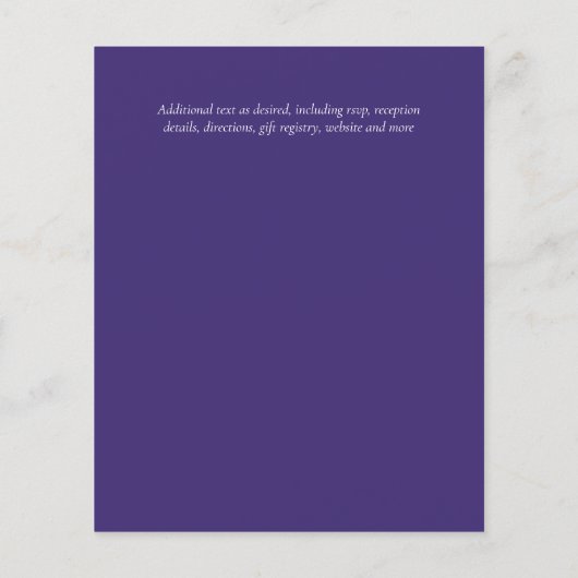 エキゾチックな孔雀の羽の結婚式の招待予算 (裏面)