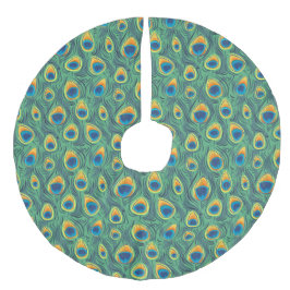 エキゾチックな孔雀の羽パターン宝石の緑 フェイクリネンツリースカート