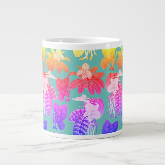 エキゾチックな家の植物ハワイアン柄のコーヒーマグ ジャンボコーヒーマグカップ (正面)