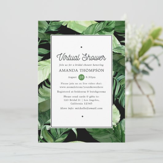 エキゾチックな幾何学的な森の仮想ブライダルシャワー 招待状 (スタンド正面)
