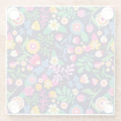 エキゾチックな手描きの花柄 ガラスコースター (裏面)
