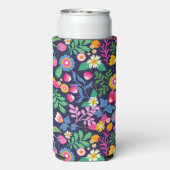 エキゾチックな手描きの花柄 スリム缶クーラー (Seltzer裏面)