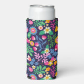 エキゾチックな手描きの花柄 スリム缶クーラー (Seltzer正面)