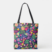 エキゾチックな手描きの花柄 トートバッグ (裏面)