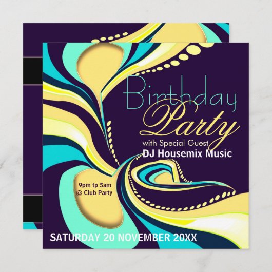 エキゾチックな抽象芸術アートパーティの招待状 招待状 (正面/裏面)