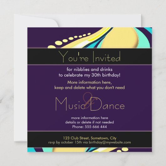 エキゾチックな抽象芸術アートパーティの招待状 招待状 (裏面)