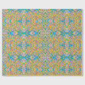 エキゾチックな抽象芸術アートルックスインディアンブルーと金ゴールド ラッピングペーパー (フラット)