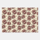 エキゾチックな果実の夏の赤いザクロのパターン ラッピングペーパーシート (正面3)