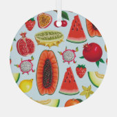 エキゾチックな果実:トレンディープリントシームレス。 ガラスオーナメント (裏面)